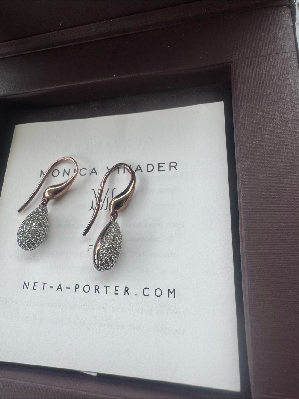 Monica Vinader rose gold vermeil for Teardrop Drop Earrings w/ Box